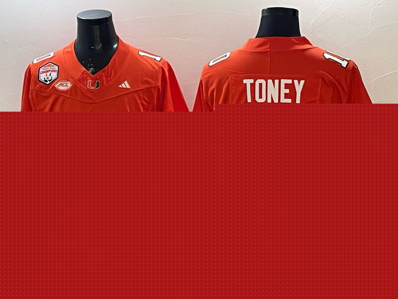 Men 2026 Miami Hurricanes #10 Toney Orange 3th generations Limited NCAA Jersey 057->ncaa teams->NCAA Jersey